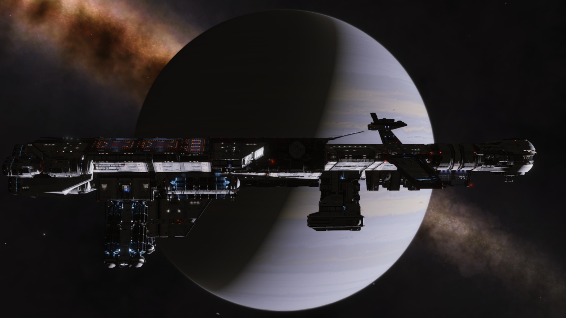 Deep Space Support Array Fleet Carrier Chrysaetos Refuge in orbit around Ringed Gas Giant ABCD 3 a in the 'Xothae MA-A d2' System